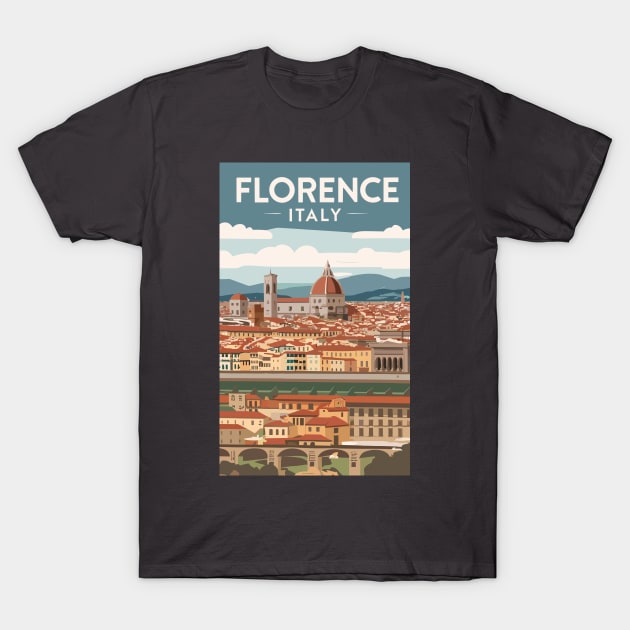 A Vintage Travel Art of Florence - Italy T-Shirt by goodoldvintage